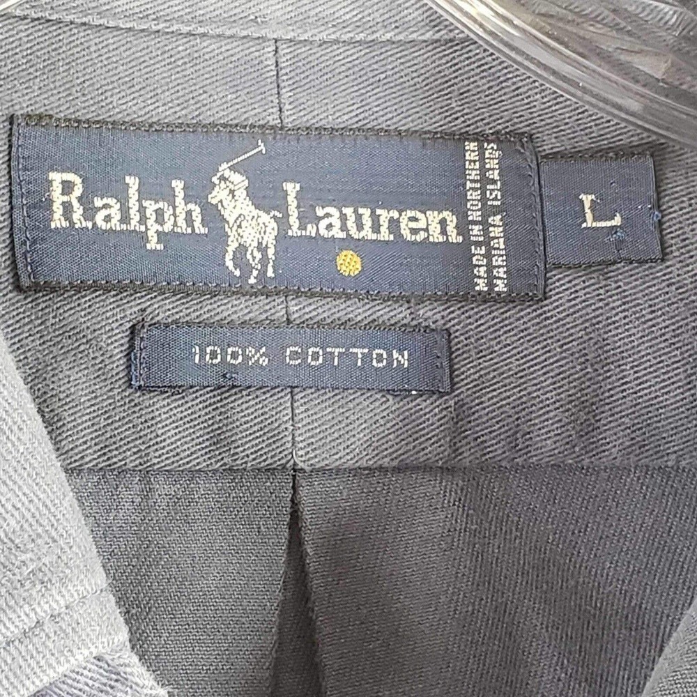 Polo Ralph Lauren Oxford Button Down Shirt Mens Large Solid Blue LS Cotton - Picture 8 of 9